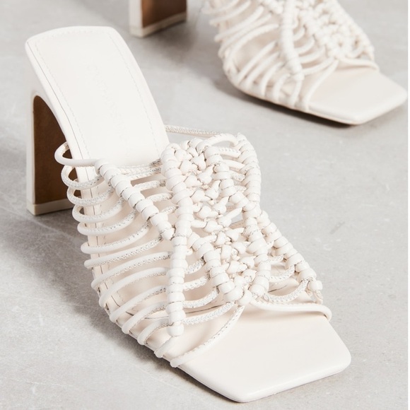 NEW Jonathan Simkhai Audra Macrame Heeled Sandals Ivory Size 35 5 US - Picture 4 of 14